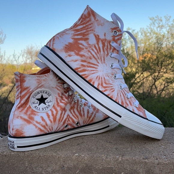 New Orange Sunburst Tie Dye Converse Hi Tops Sz 11 - Picture 8 of 15